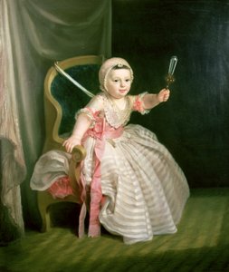 Portret van een Kind met een Rammelaar